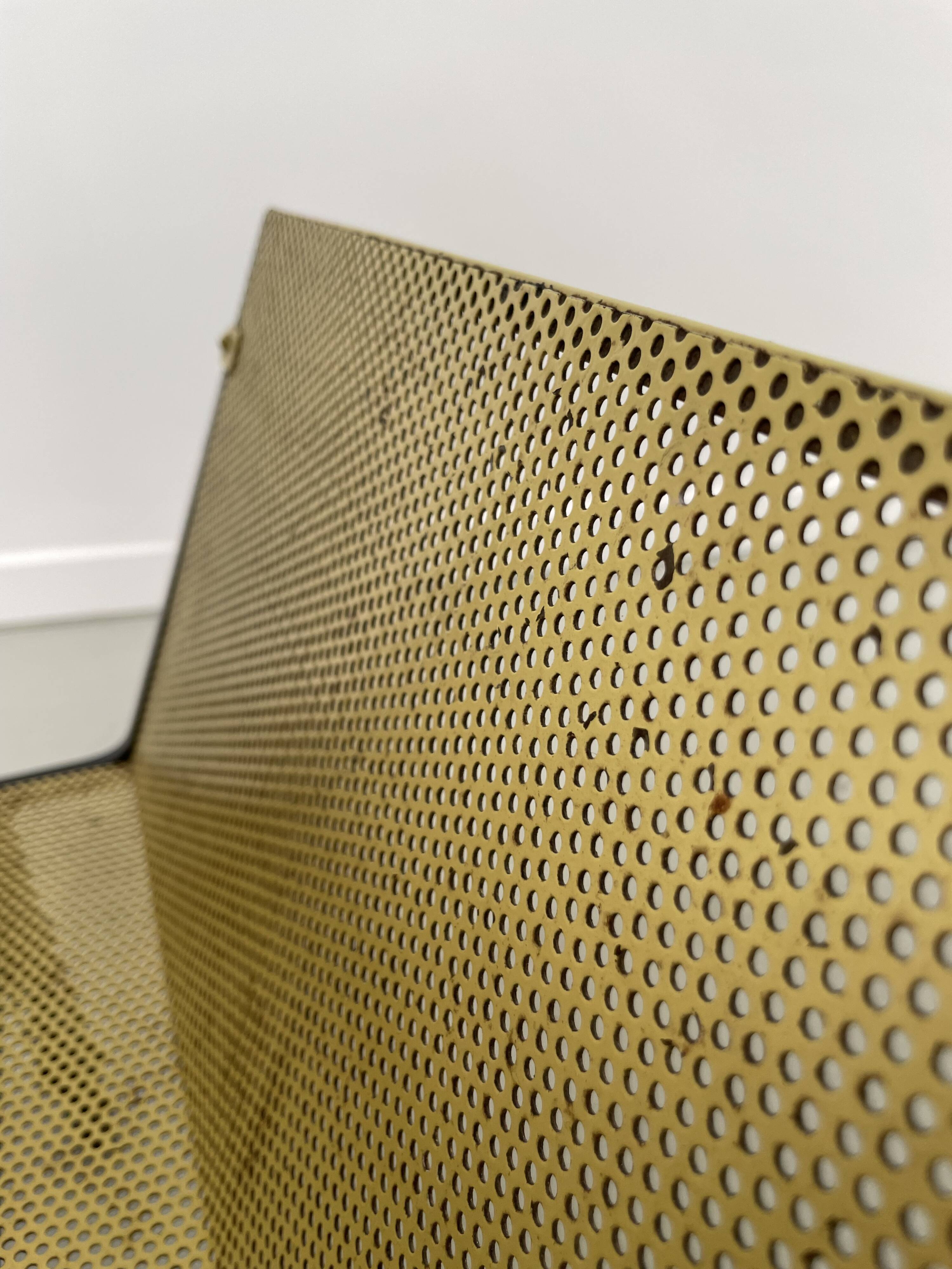 Perforated metal serving trolley in the Mathieu Matégot style