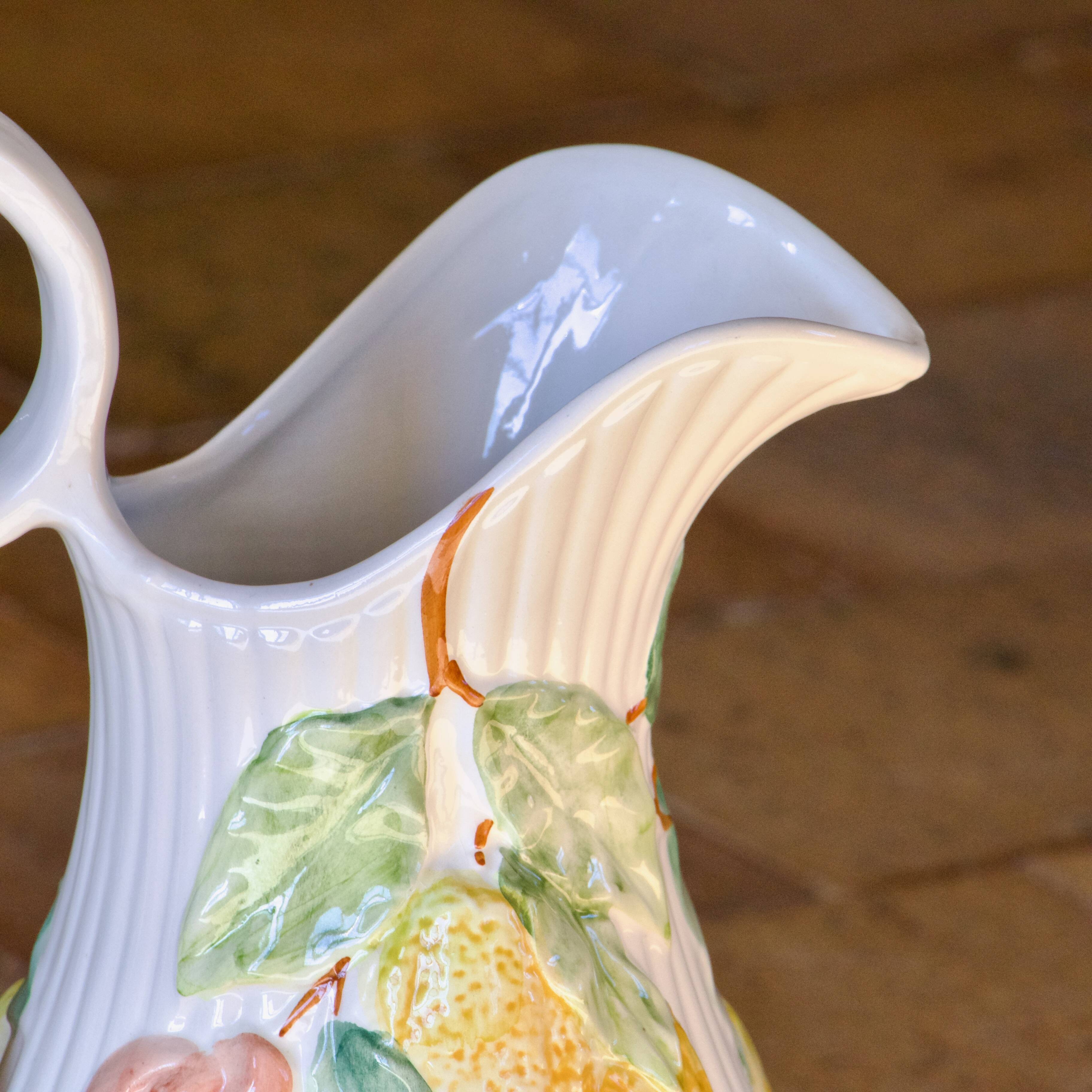 Very large vintage lemon-shaped earthenware jug/vase signed What's
