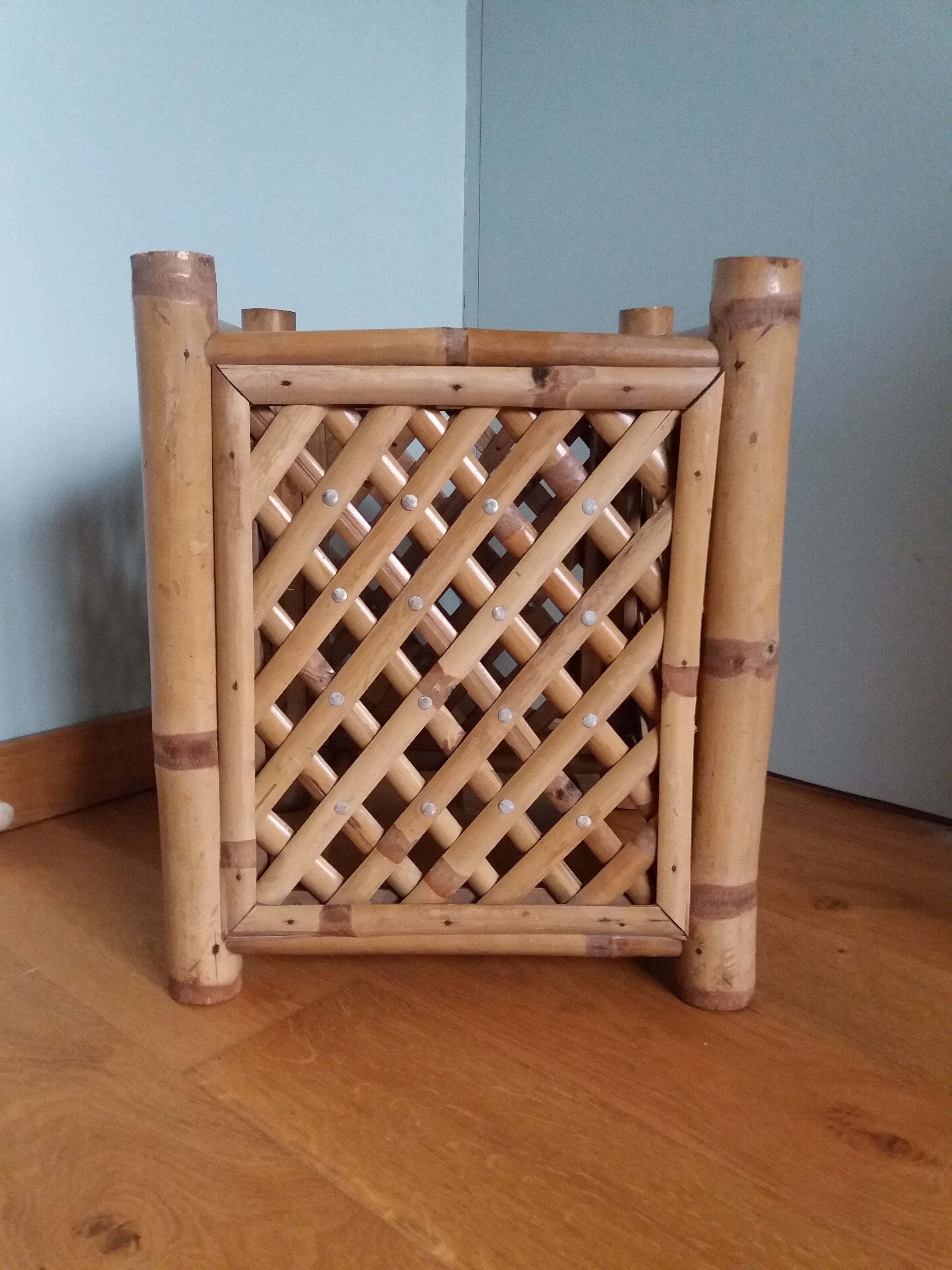 Cache pot large square bamboo