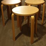 Set of 5 stools pilable beech wood and multiplies /80