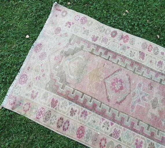 Vintage Turkish hallway rug 85x397 cm
