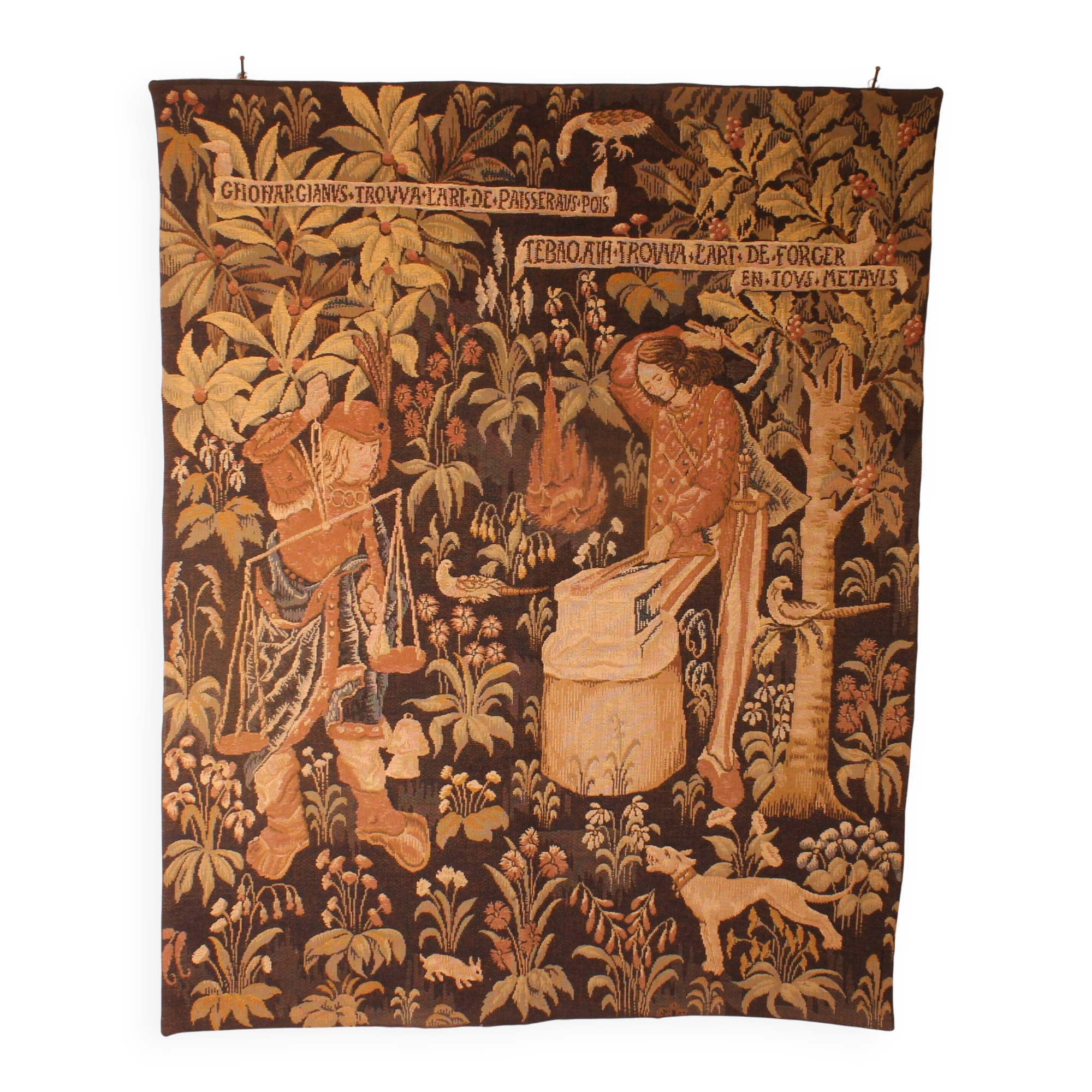 tapisserie représentant la pesée et l'art de forger