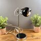 Lampe vintage orientable style space age – métal chromé et noir