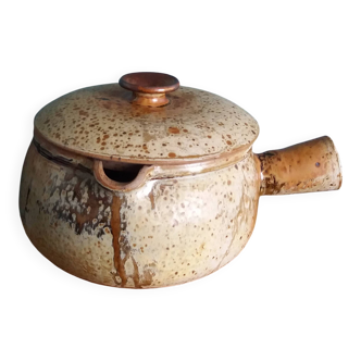 Large stoneware tureen/caquell from Puisaye, signed Jean-Pierre Prud'homme