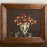 Nasturtiums, oil on canvas, modernist oak frame, 1930