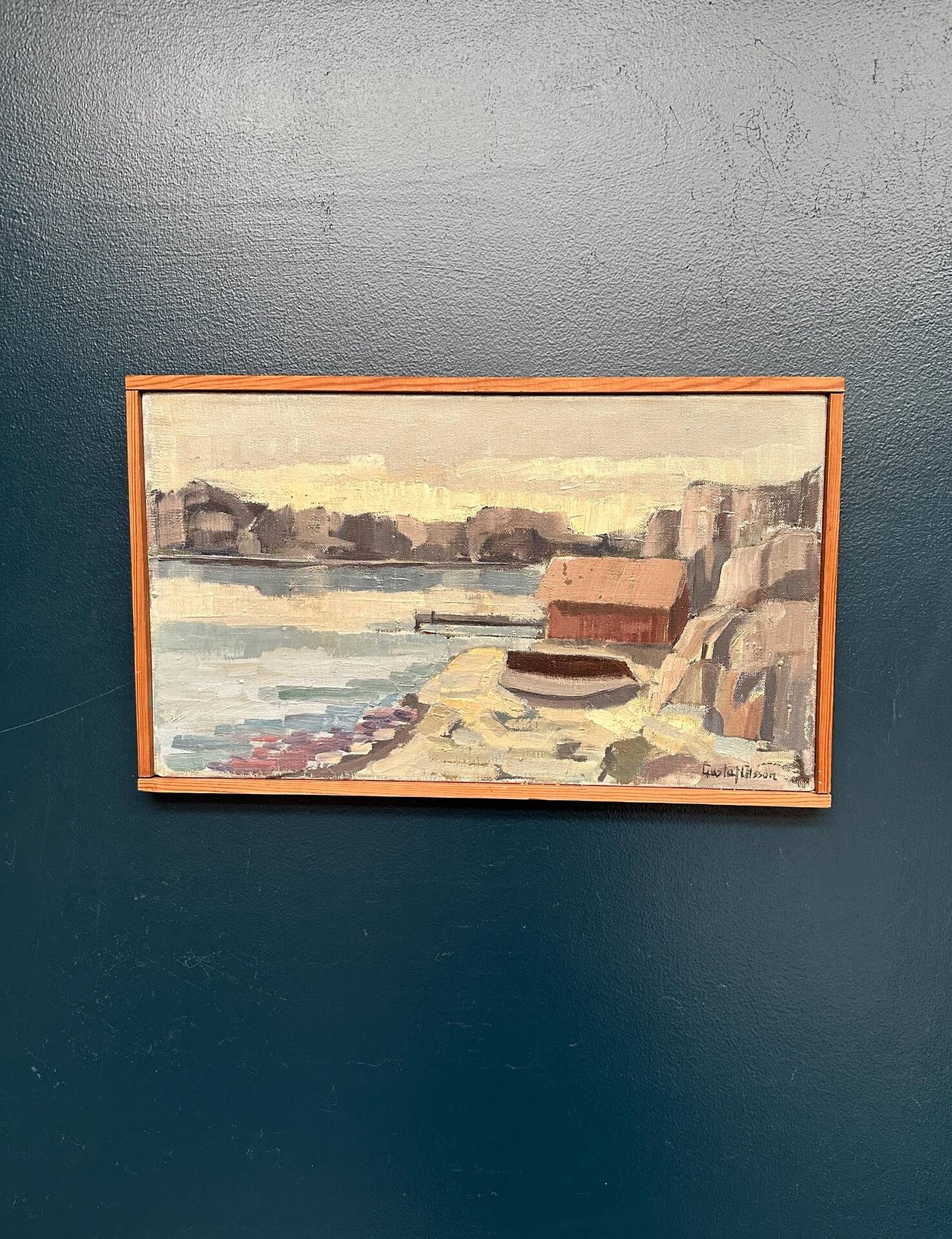 Original Swedish Oil On Canvas – “Seascape” By Gustaf Olsson – Signed – Vintage & Framed – 50 × 30 Cm (19.7" × 11.8")