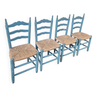 4 chaises paillées anciennes de style provençale