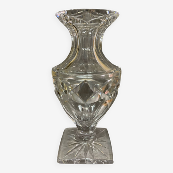 Vase balustre cristal taillé diamant croix de Lorraine