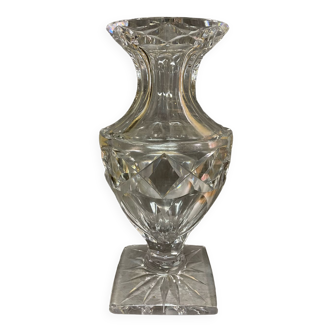 Vase balustre cristal taillé diamant croix de Lorraine