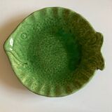 Fish plate in green glazed earthenware Aegitna 1960 Vallauris