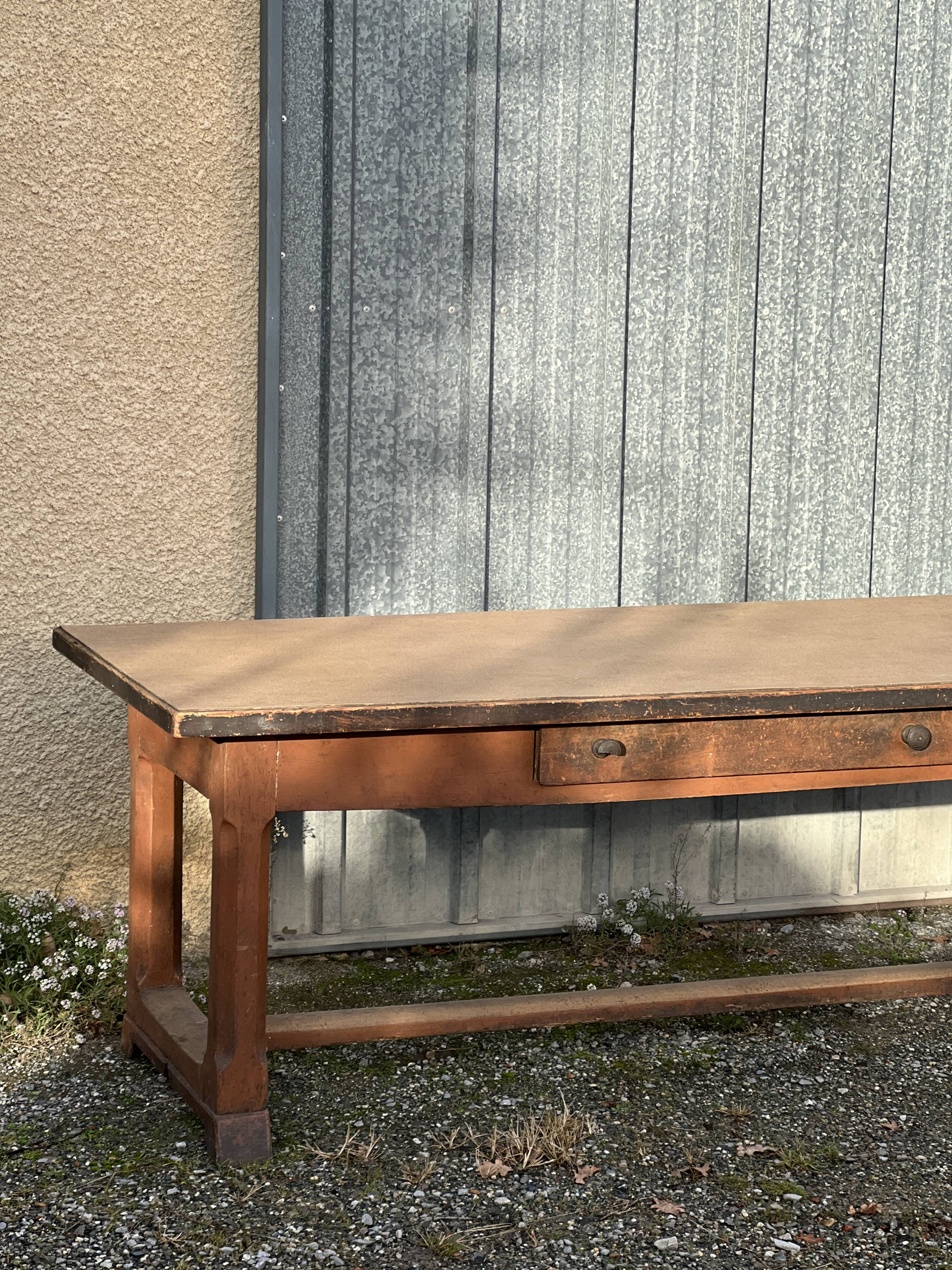 Solid wood farmhouse table with drawer