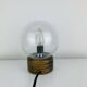 Lampe brutaliste bois massif et globe verre bullé, Temde Leuchten, 60