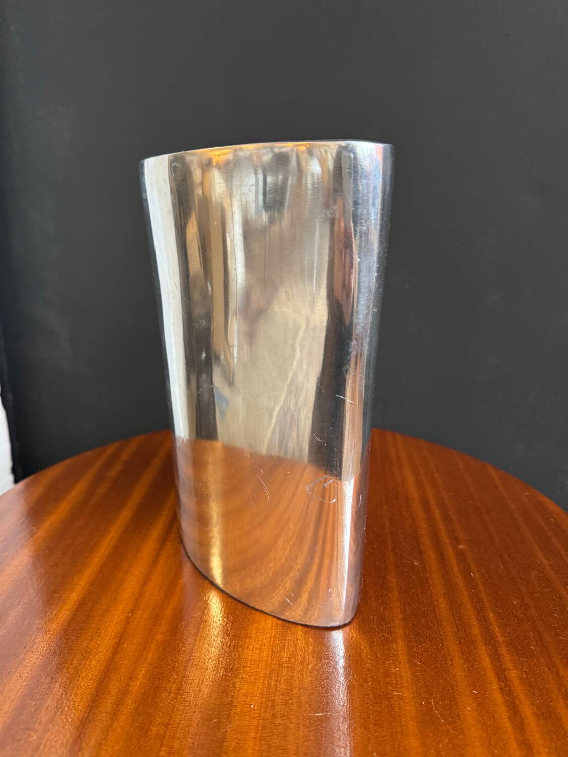 Brushed aluminium vase from the 1980s.