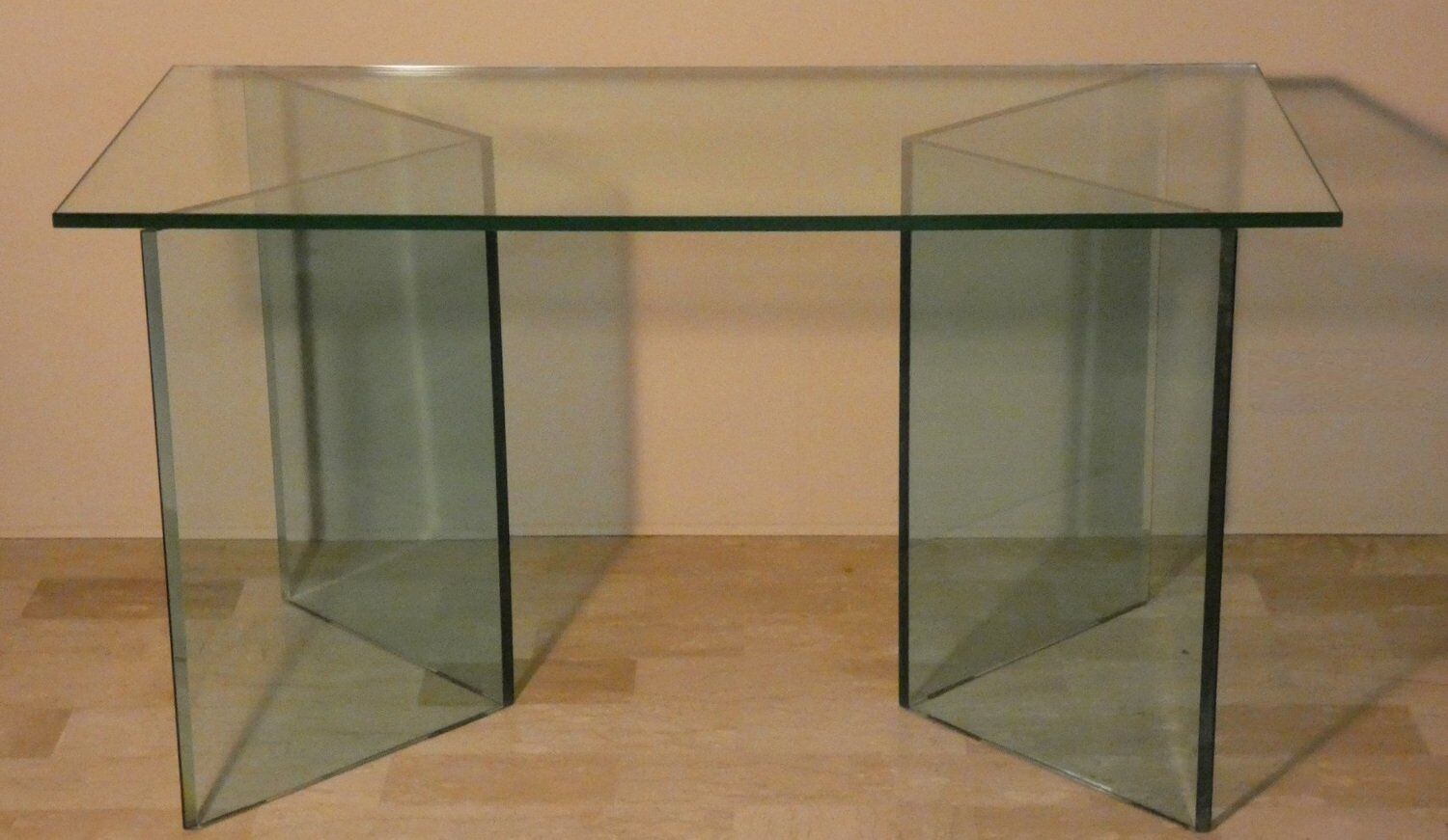 Bacco desk in transparent glass attributed to Tonelli, Italy, 1980s.