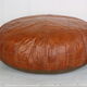 Pouf en cuir de couleur cognac 1960