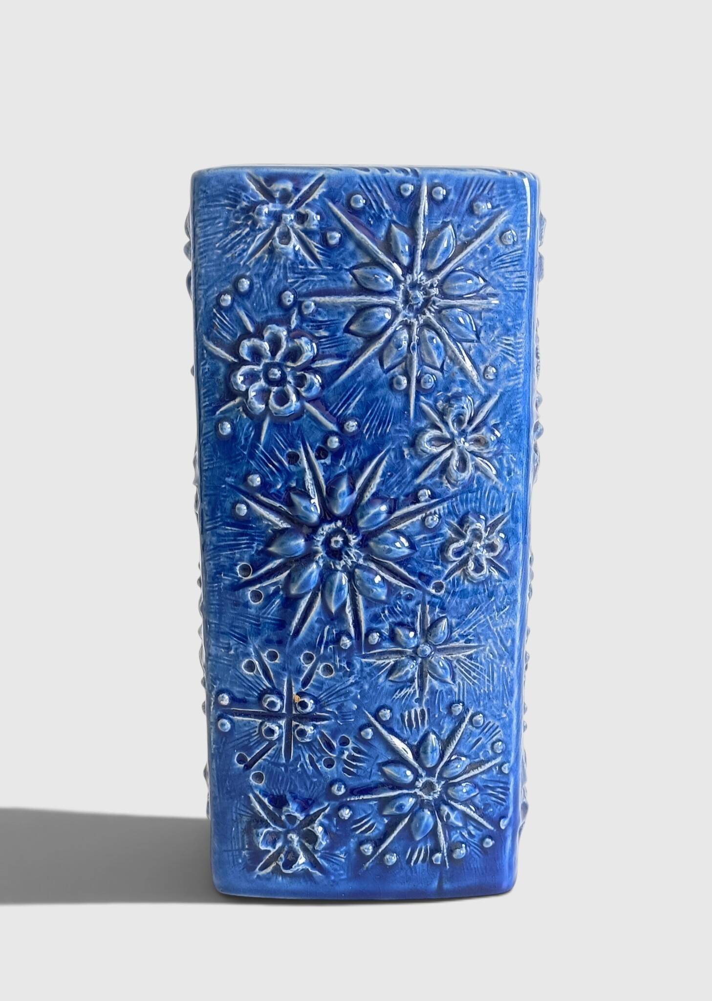 1960s Scheurich Kosmos Décor Sculptural Cobalt Blue Vase, West Germany