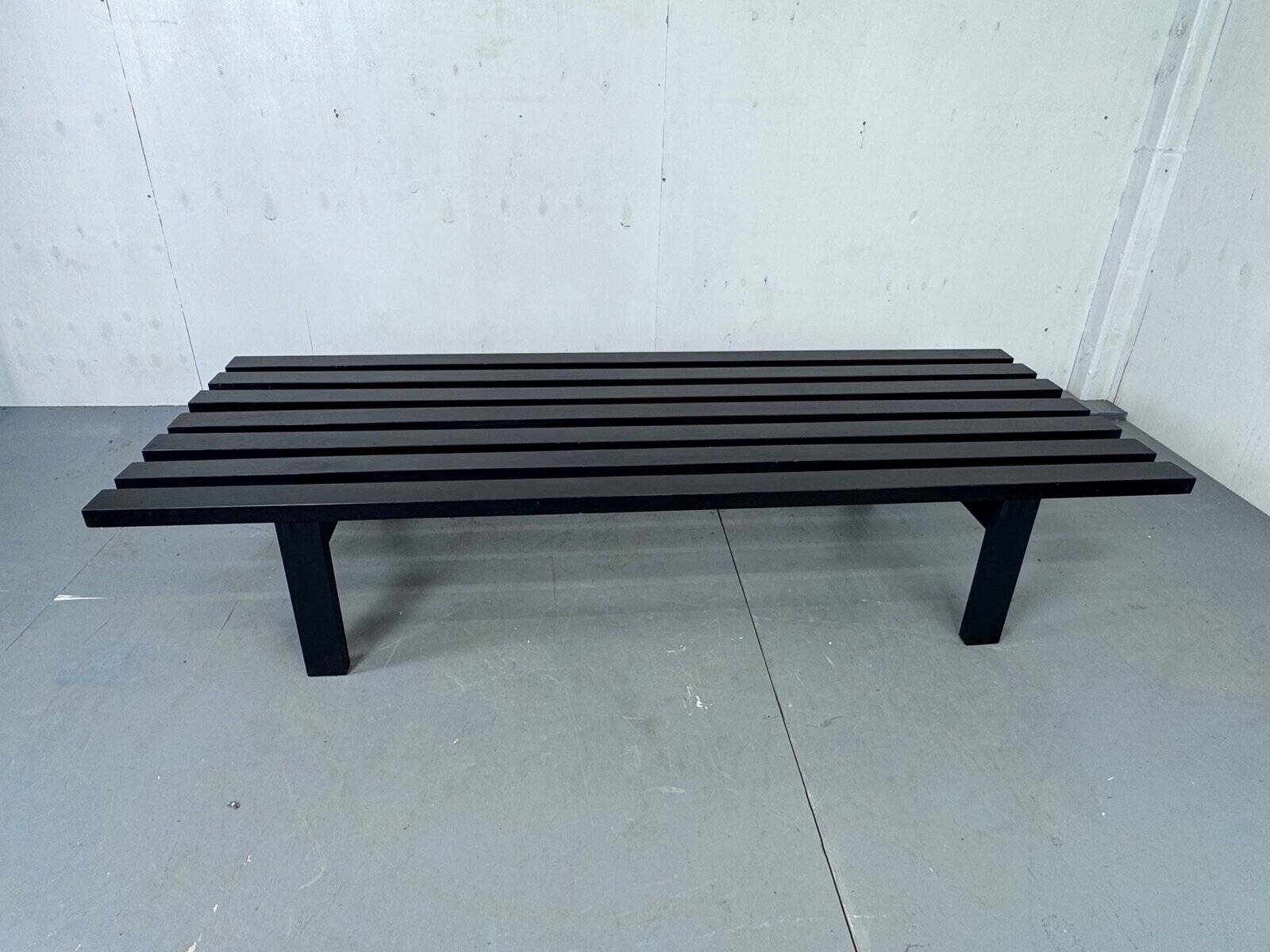 Mid-century modern Japandi black slat bench coffee table by Martin Visser for 't Spectrum, 1960s