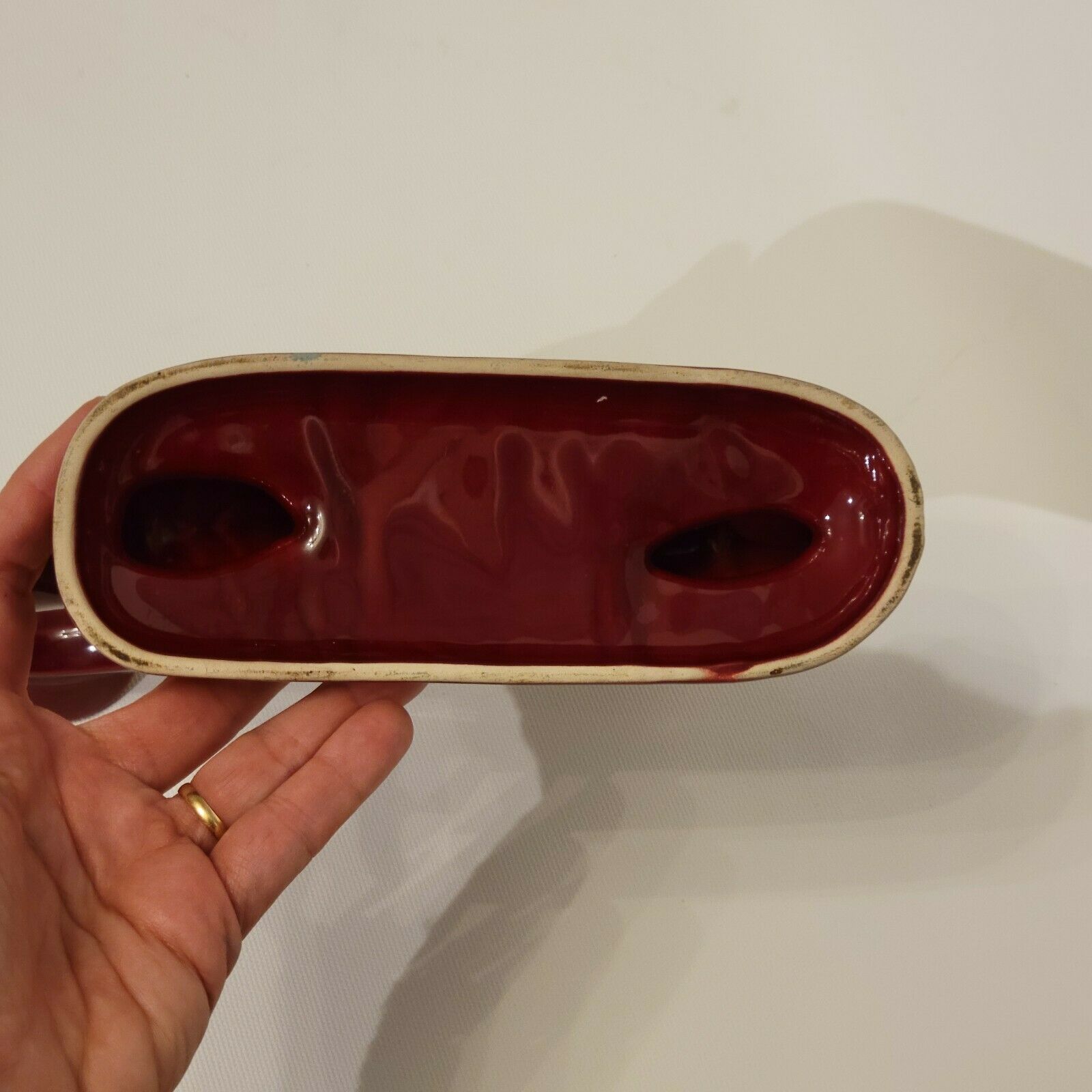 Ceramic candle holder Saint Clément red burgundy