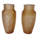 Pair of Art Deco vases in moulded pink glass, signed Souchon Neuvesel, 1940.