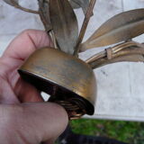 Vintage wall light in gold metal and flowers