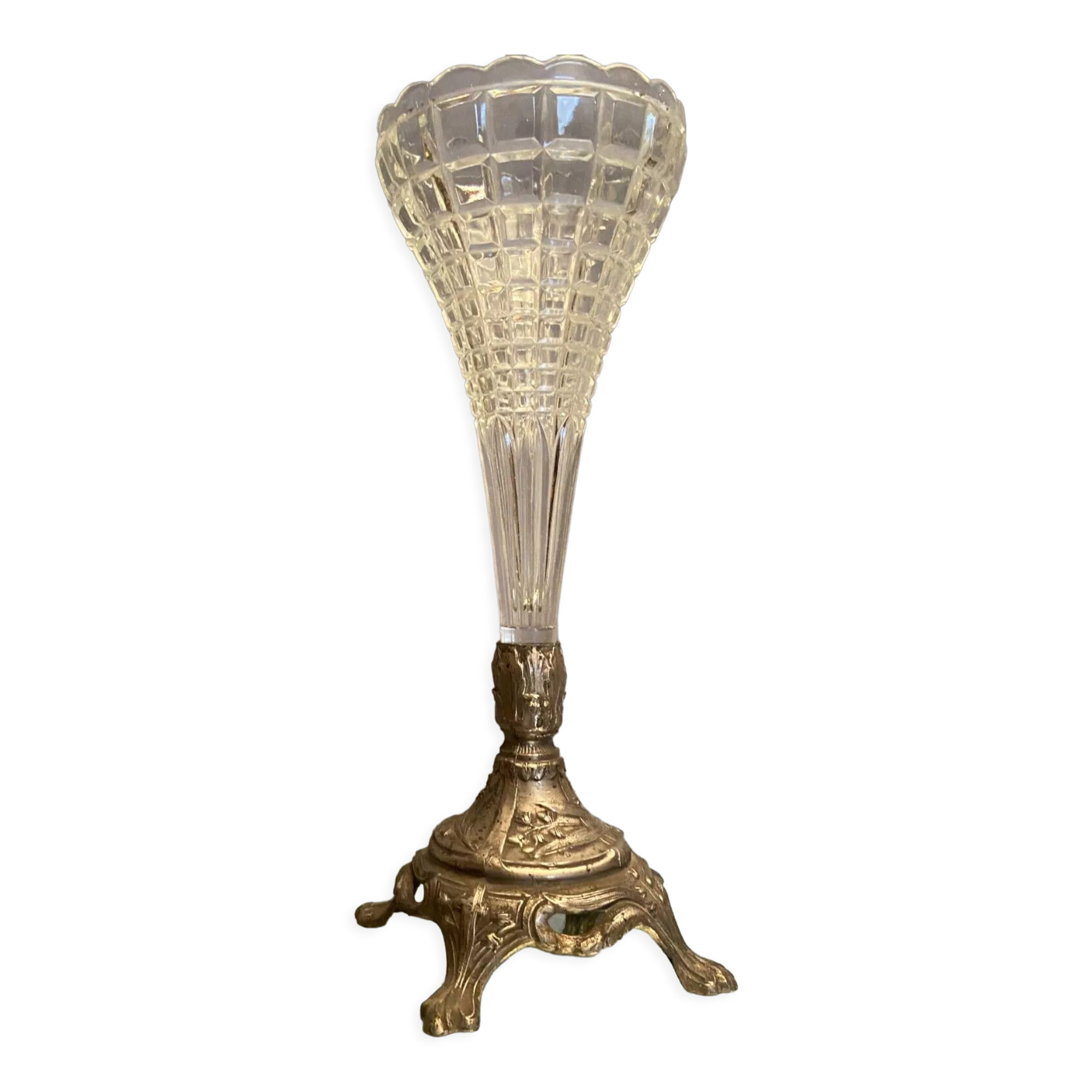 Vase bouquet cone cut crystal Baccarat Saint Louis late nineteenth early twentieth