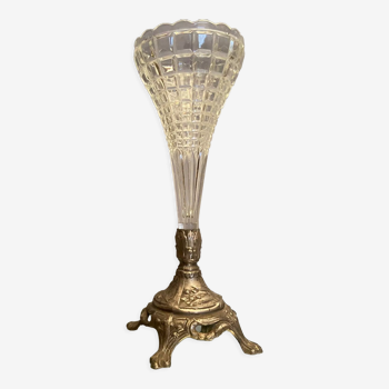 Vase cornet bouquetière cristal taillé Baccarat Saint Louis fin XIXe début XXe