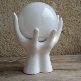 White ceramic and glass hand lamp