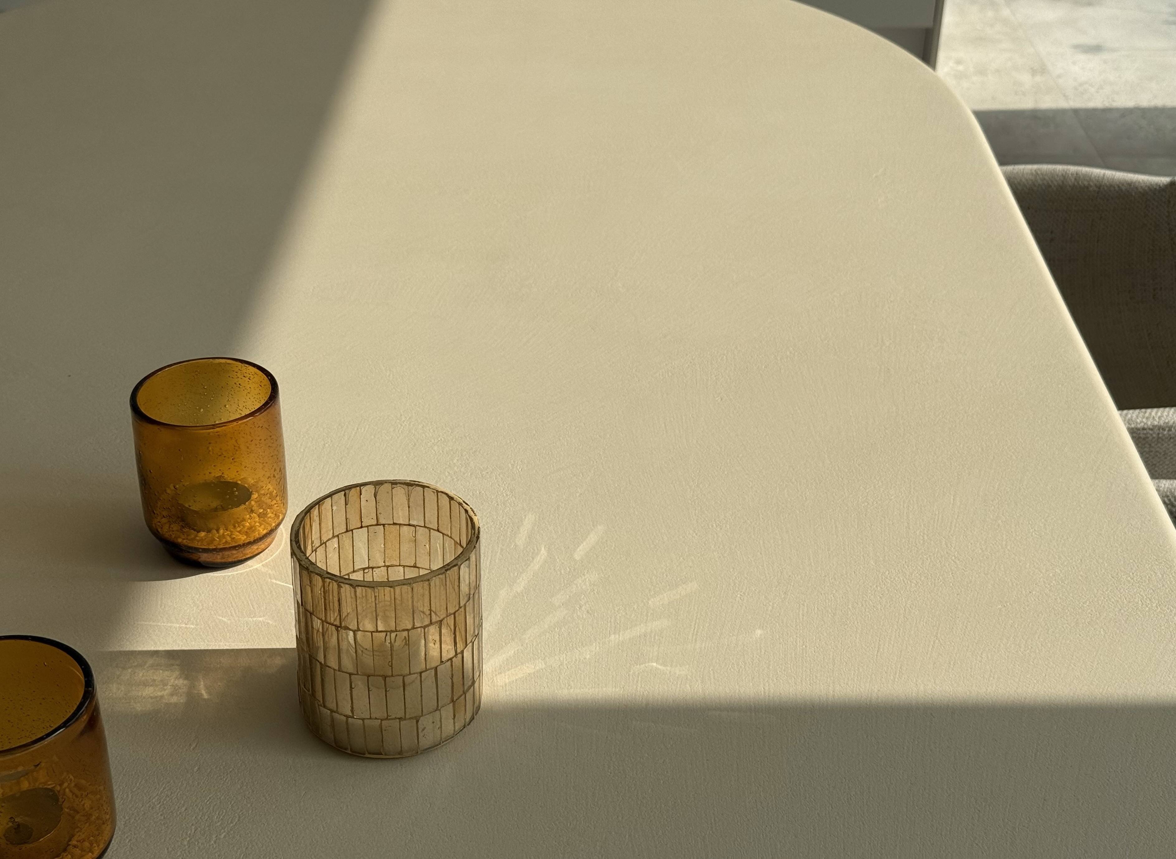 Handmade Contemporary Textured Premium Plaster Dining Table - Customizable