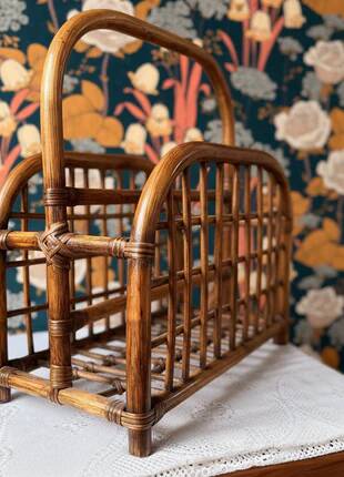 Vintage bamboo magazine rack