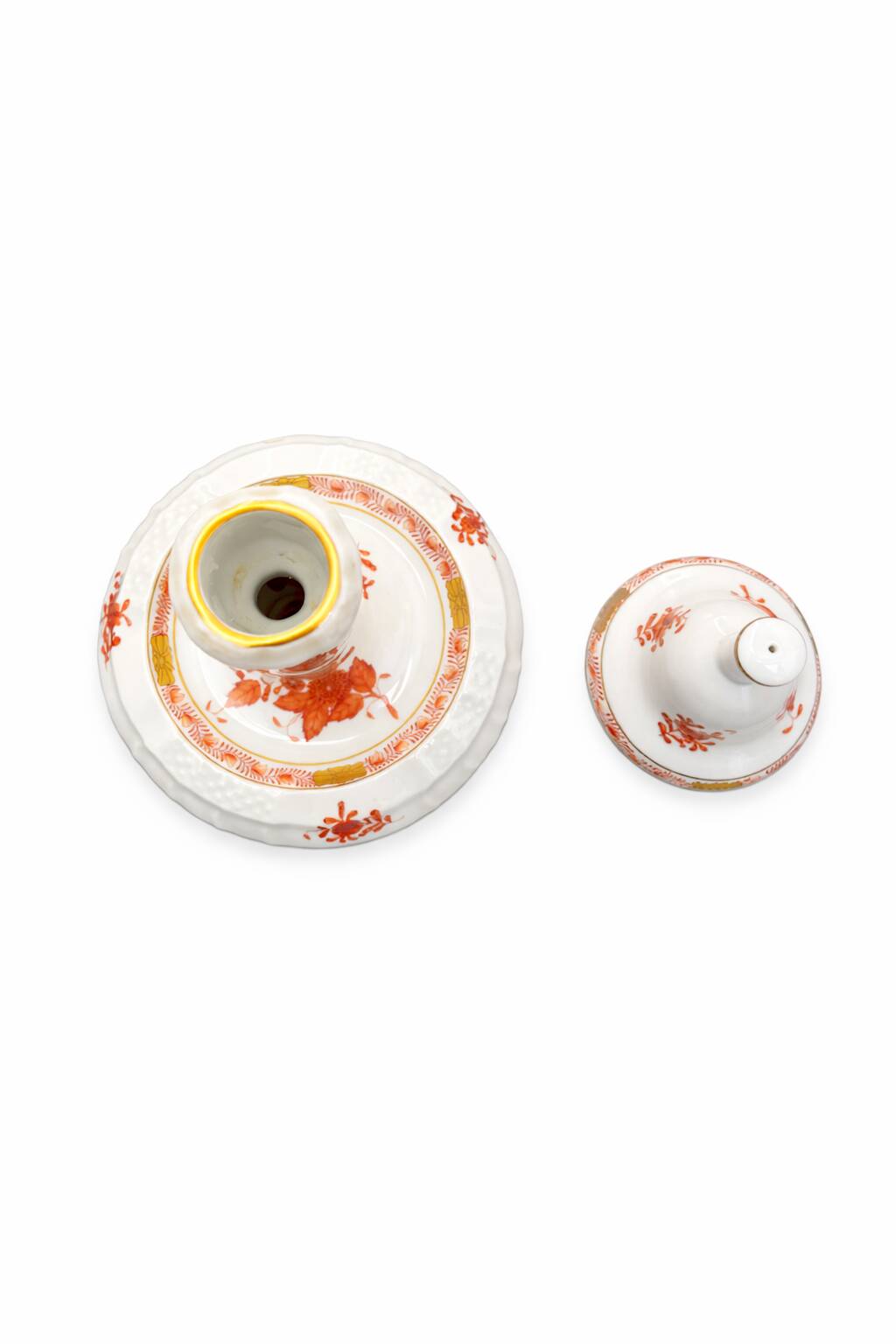 Duo en Porcelaine de Herend - Chandelier et Clochette Apponyi Orange