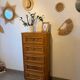 Vintage oak and rattan chest of drawers