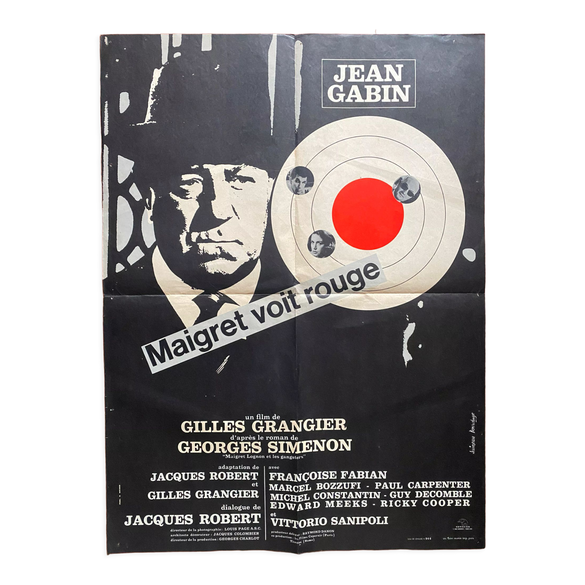Original cinema poster "Maigret sees red" Jean Gabin 60x80cm 1963