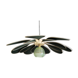 Suspension flower petals linen and rattan, vintage globe