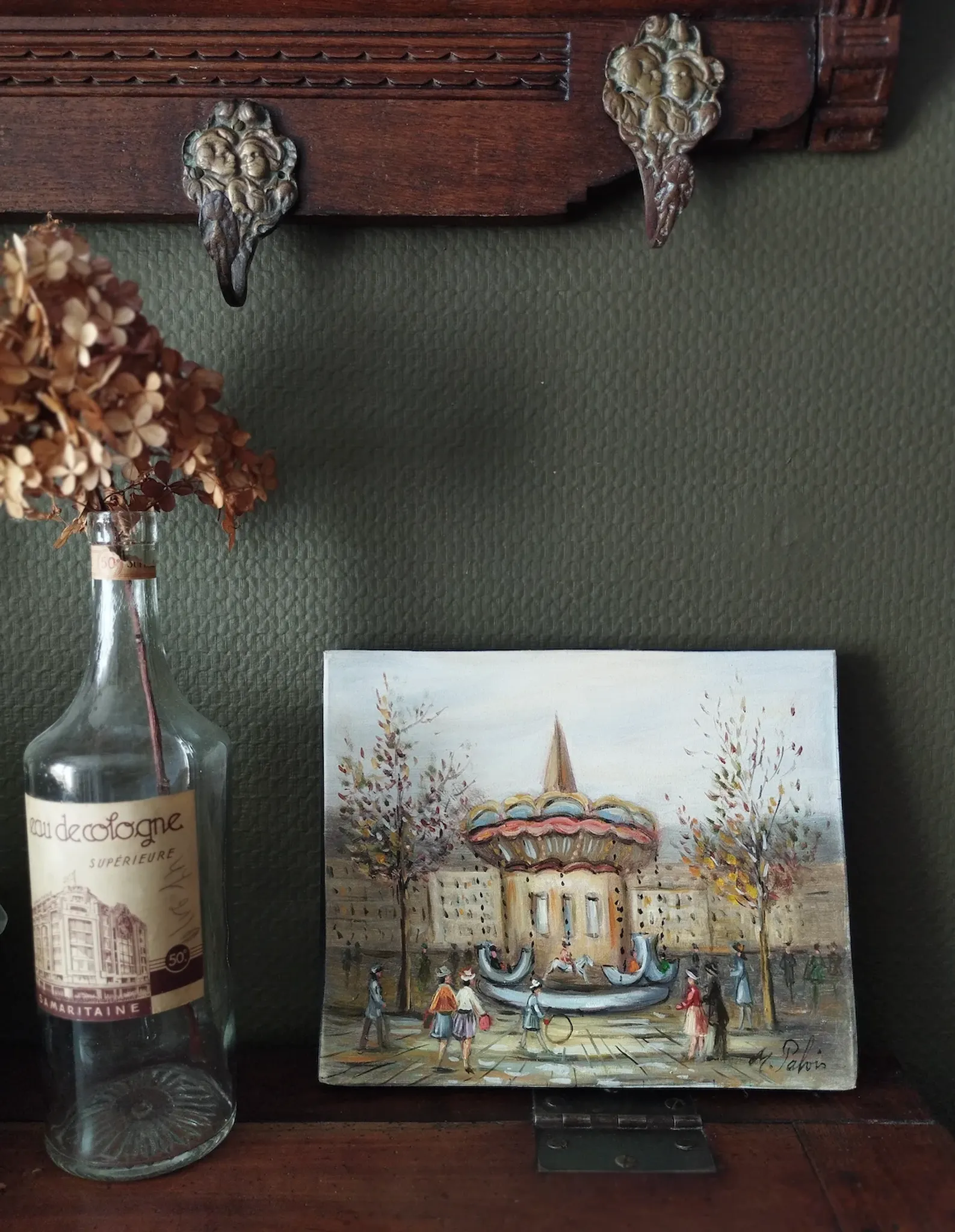 Michel Pabois - At the Paris Carousel - Oil on canvas signed.