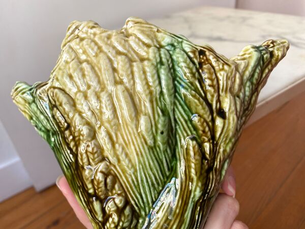 Vase en barbotine majolica gerbes de blé années 30 vintage