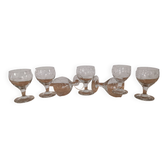 Set of 7 finely engraved vintage wine glasses