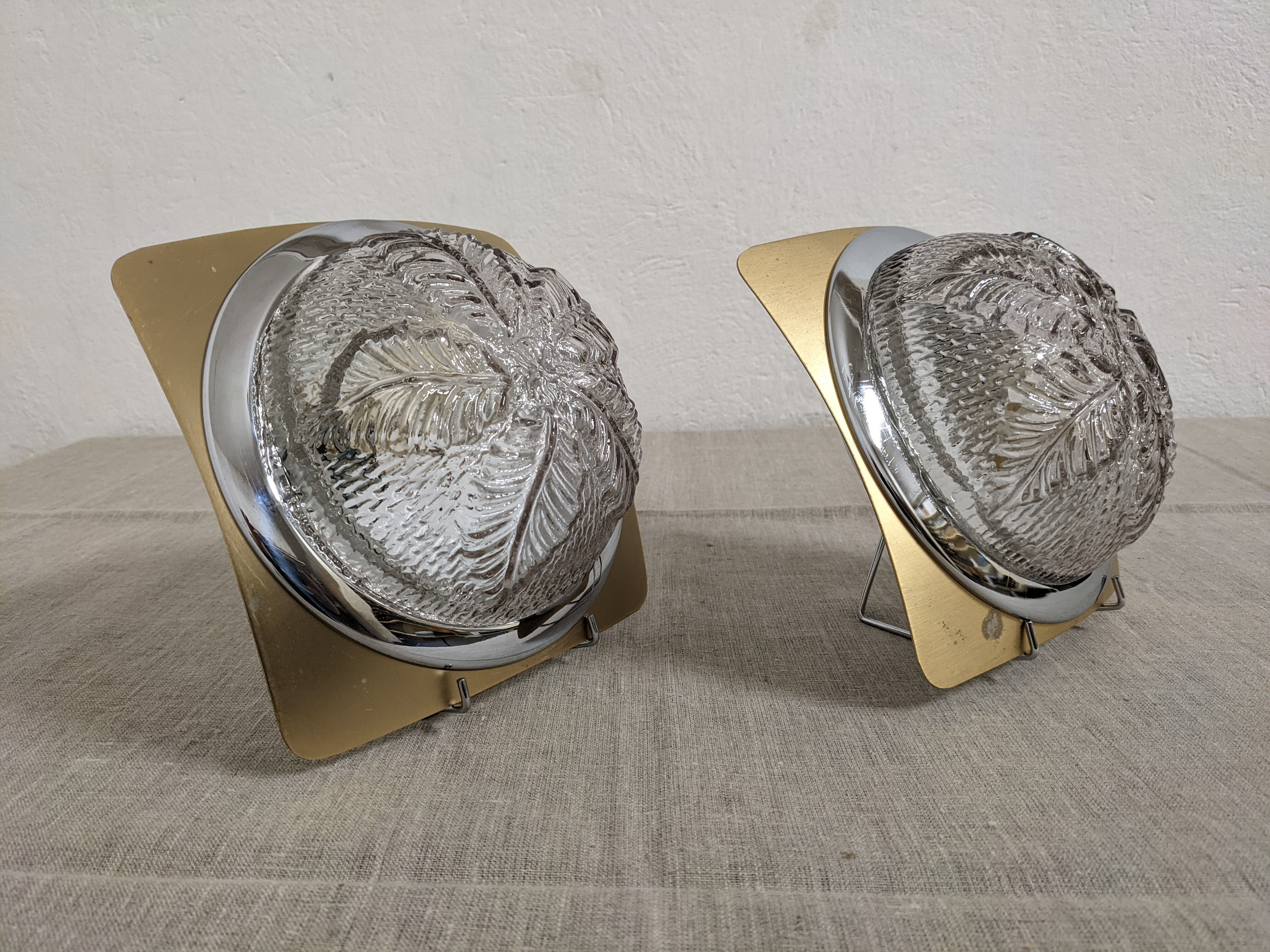 Pair of glass wall lamps from the 70s/80s