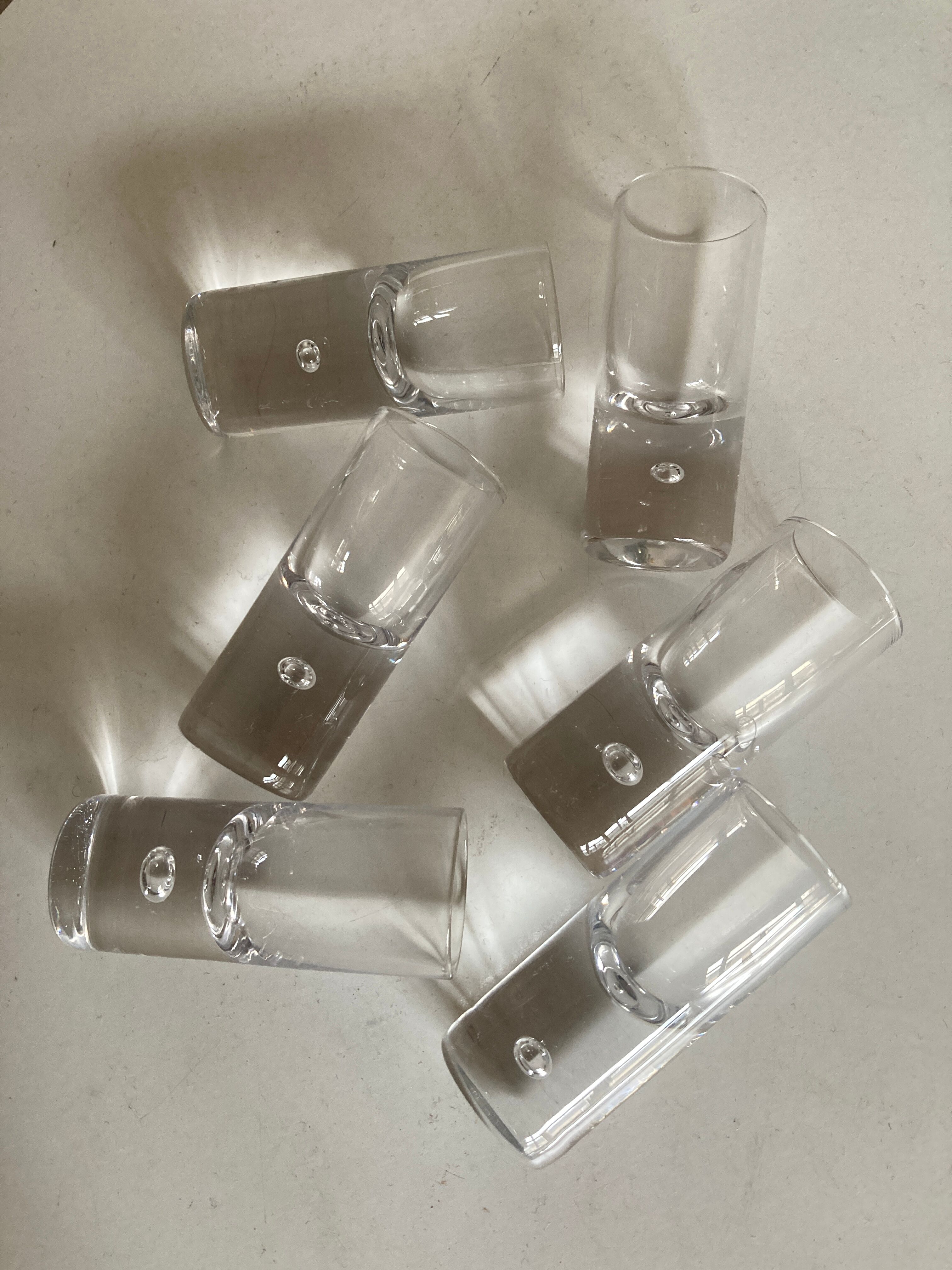 Set of 6 glasses shots Scandinavian bubble blown