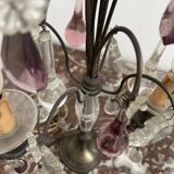 pair of chandeliers, lamp, silver-plated metal, crystal, tassels, florets, pendant, rosettes
