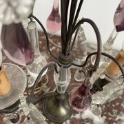 pair of chandeliers, lamp, silver-plated metal, crystal, tassels, florets, pendant, rosettes