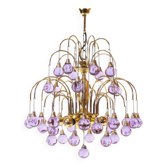 Lustre en forme de larme en laiton et verre de murano par gaetano sciolari