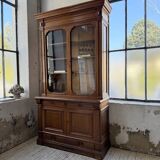Old XL Napoleonic oak glass bookcase, 19th century