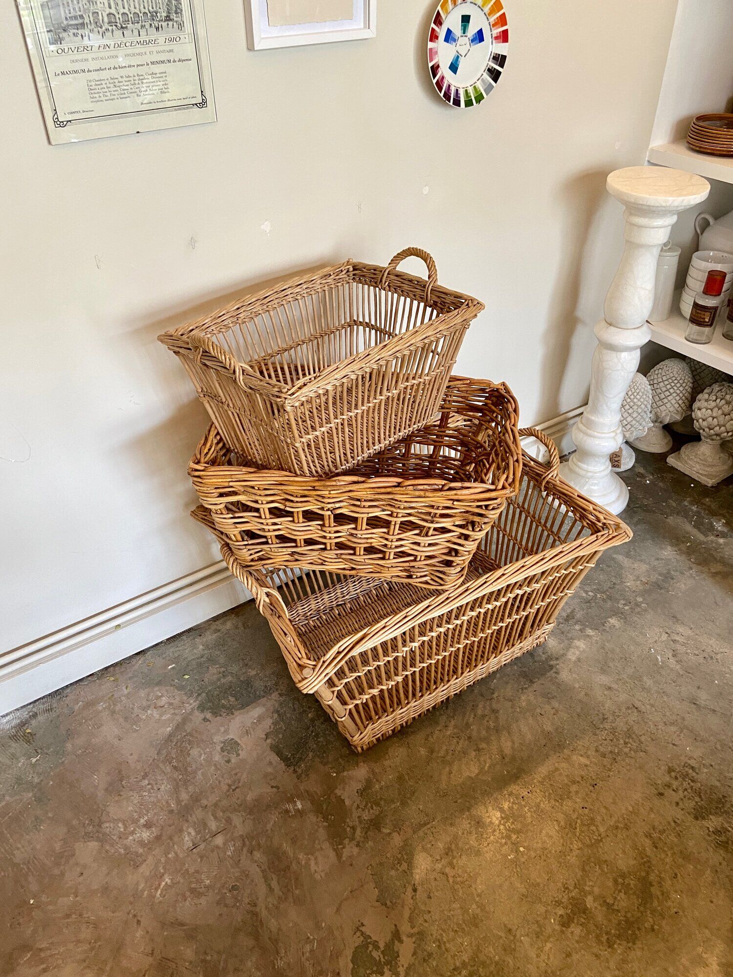 Wicker basket and braided rattan 66 x 47 cm