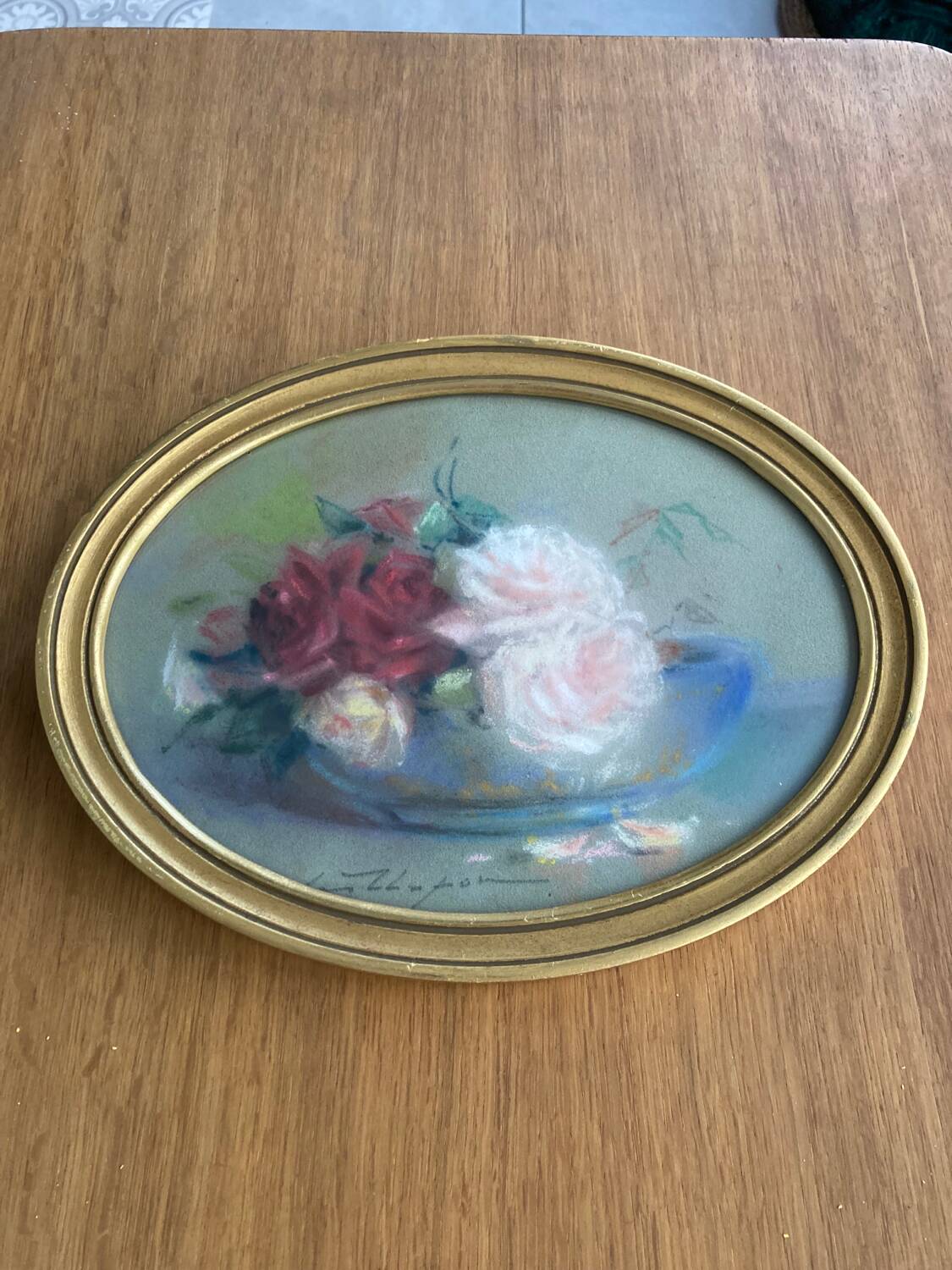 Framed pastel drawing “Roses”
