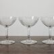 3 antique champagne glasses in ridged engraved crystal