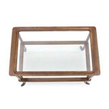 Wooden trolley with glass shelves, 1950s