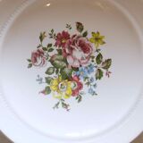 Flat faience of Lunéville China Keller & Guerin 1889 "Chaillot of Vercor" decoration in engraving enhanced drawing flowers