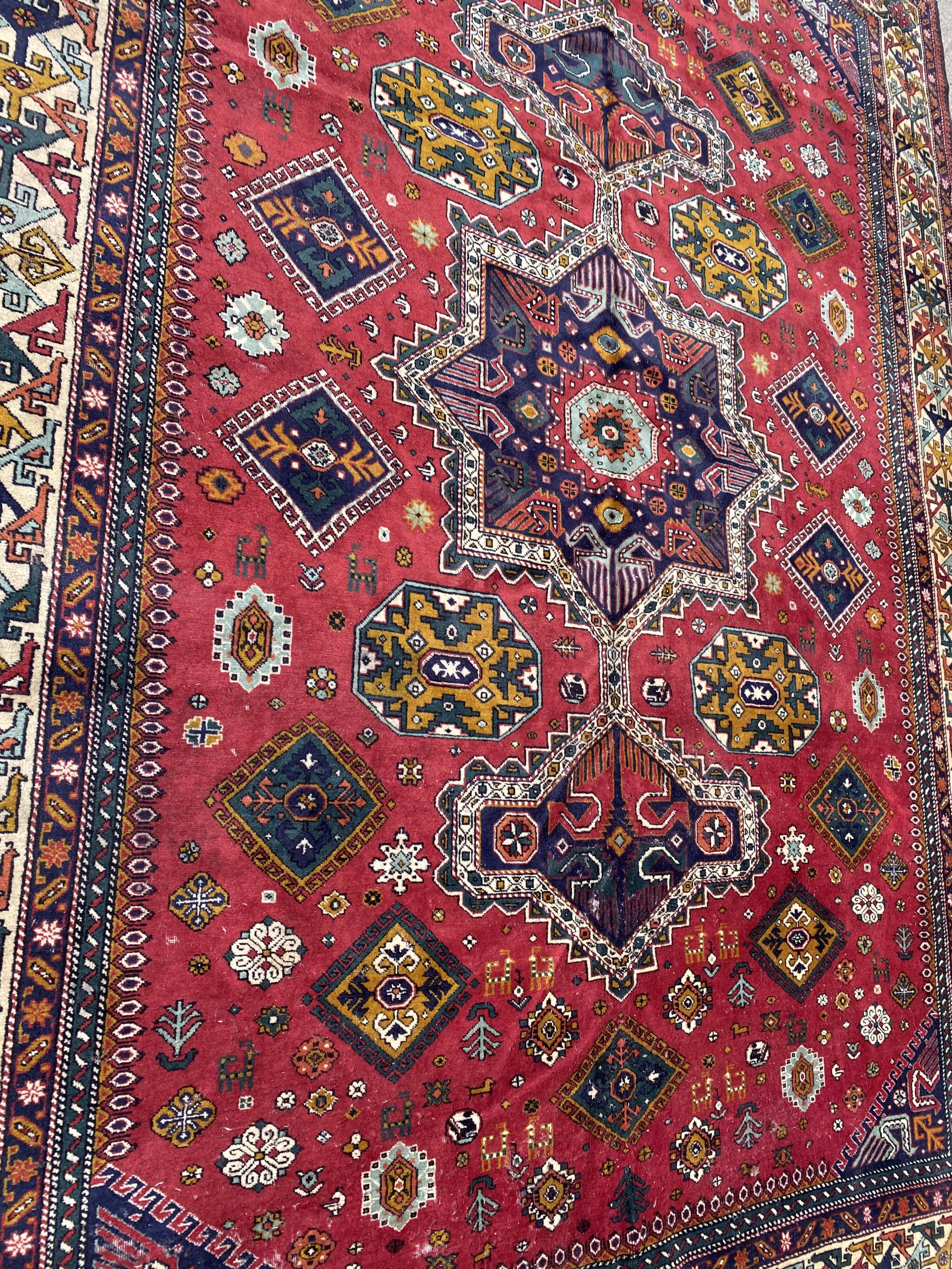 Nice large vintage carpet chirwan Azerbaijan handmade 234x310 cm