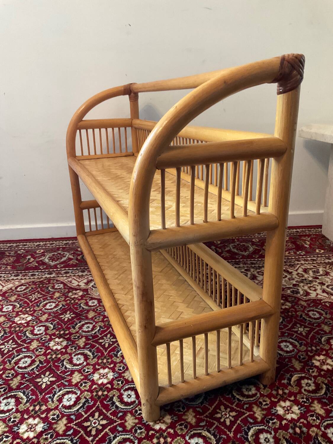 70s rattan shelf