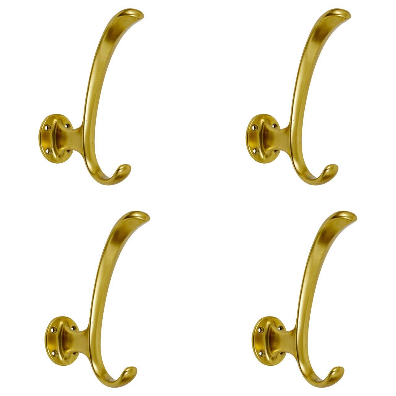 Set of four mid-century golden wall hooks, Austria, Vienna, 1950s.